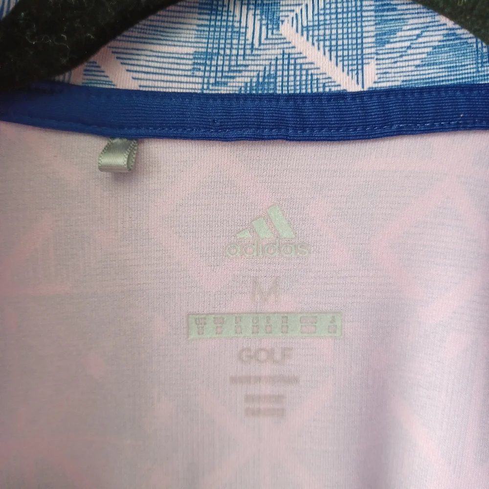 Adidas golf shirt pink and blue long-sleeved Medium - Picture 3 of 5